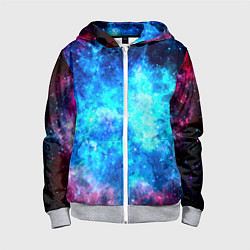 Толстовка на молнии детская Голубая вселенная, цвет: 3D-меланж