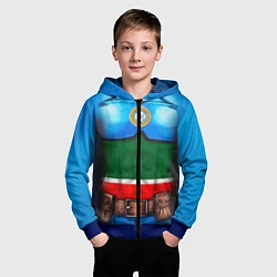 Толстовка на молнии детская Капитан Чечня, цвет: 3D-синий — фото 2