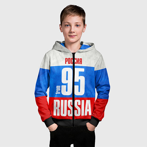 Детская толстовка на молнии Russia: from 95 / 3D-Черный – фото 3
