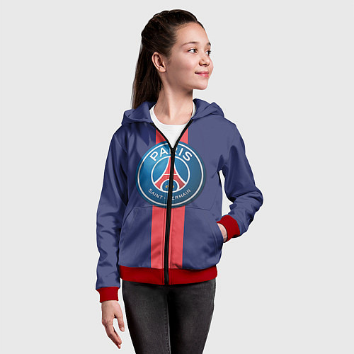 Детская толстовка на молнии Paris Saint-German / 3D-Красный – фото 4