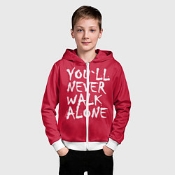 Толстовка на молнии детская You'll never walk alone, цвет: 3D-белый — фото 2