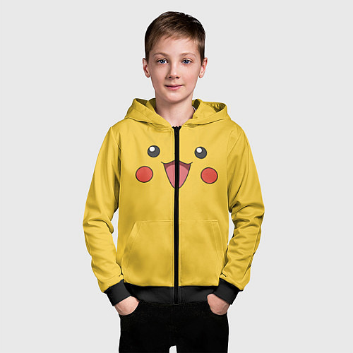 Детская толстовка на молнии Пикачу / 3D-Черный – фото 3