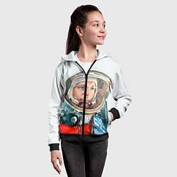 Толстовка на молнии детская Гагарин в полете, цвет: 3D-черный — фото 2