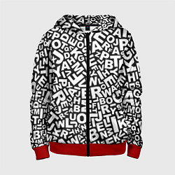 Толстовка на молнии детская Английский алфавит, цвет: 3D-красный