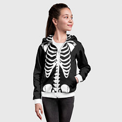 Толстовка на молнии детская Скелет, цвет: 3D-белый — фото 2