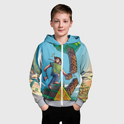 Толстовка на молнии детская Minecraft Woodcutter, цвет: 3D-меланж — фото 2