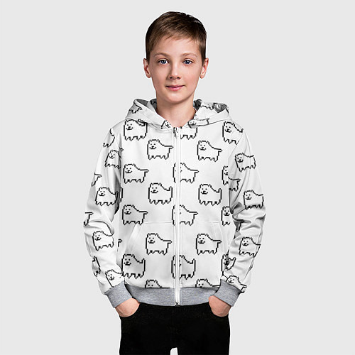Детская толстовка на молнии Undertale Annoying dog white / 3D-Меланж – фото 3