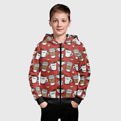 Толстовка на молнии детская Веселые чашки кофе, цвет: 3D-черный — фото 2