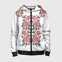 Толстовка на молнии детская Вышивка 28, цвет: 3D-черный