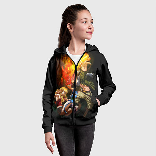Детская толстовка на молнии Fairy tail / 3D-Черный – фото 4