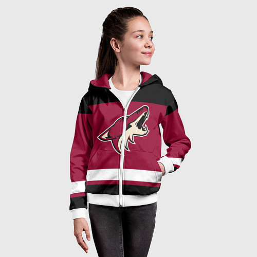 Детская толстовка на молнии Arizona Coyotes / 3D-Белый – фото 4