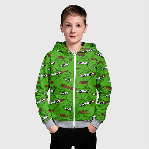 Детская толстовка на молнии Sad frogs / 3D-Меланж – фото 3