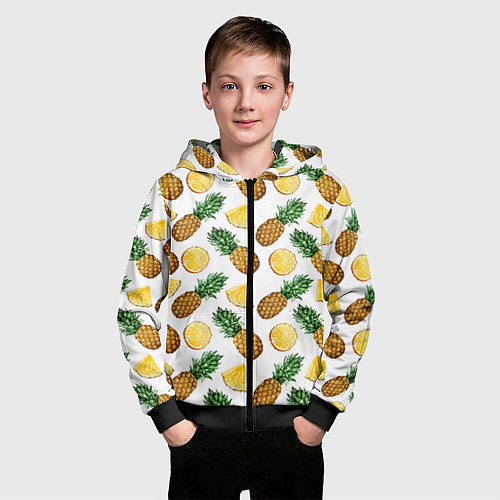 Детская толстовка на молнии Ананасы 6 / 3D-Черный – фото 3