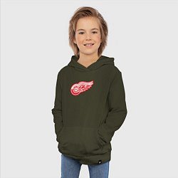 Толстовка детская хлопковая Detroit Red Wings, цвет: хаки — фото 2
