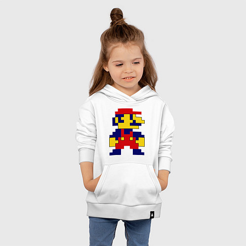 Детская толстовка-худи Pixel Mario / Белый – фото 4