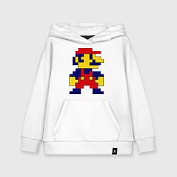 Толстовка детская хлопковая Pixel Mario, цвет: белый