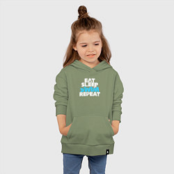 Толстовка детская хлопковая Eat sleep swim repeat, цвет: авокадо — фото 2