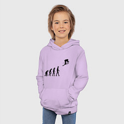 Толстовка детская хлопковая Эволюция лыжник, цвет: лаванда — фото 2