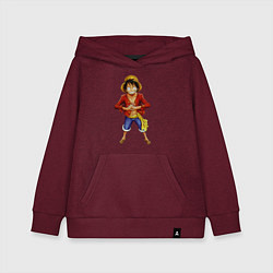 Толстовка детская хлопковая Ван-Пис, цвет: меланж-бордовый