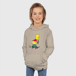 Толстовка детская хлопковая Bart Simpson, цвет: миндальный — фото 2