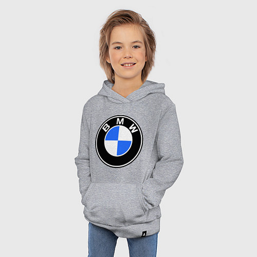 Детская толстовка-худи Logo BMW / Меланж – фото 3