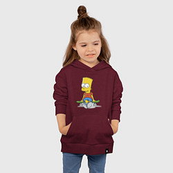 Толстовка детская хлопковая Барт на скейте, цвет: меланж-бордовый — фото 2