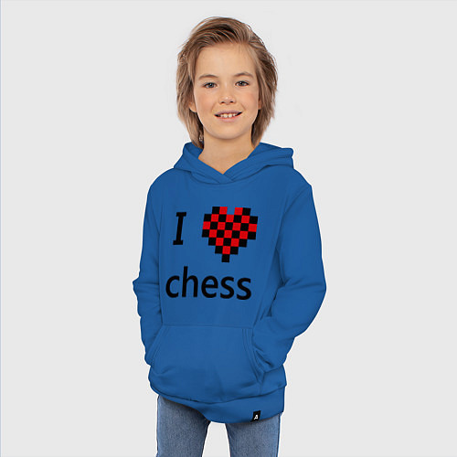 Детская толстовка-худи I love chess / Синий – фото 3