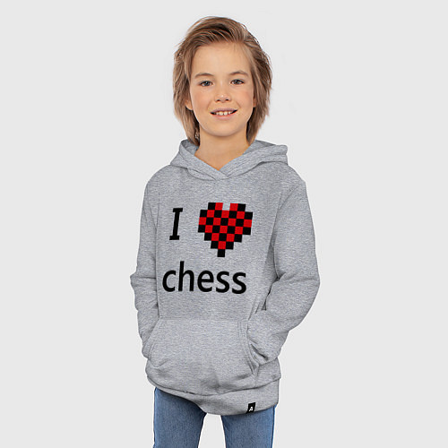 Детская толстовка-худи I love chess / Меланж – фото 3