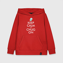 Толстовка детская хлопковая Keep Calm & Chug on, цвет: красный