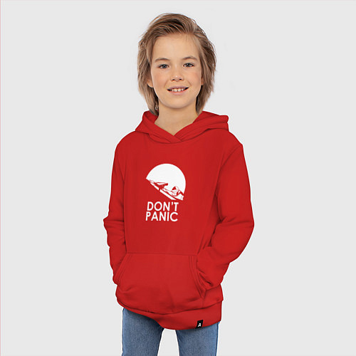 Детская толстовка-худи Elon: Don't Panic / Красный – фото 3