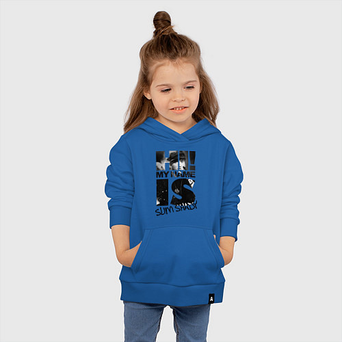 Детская толстовка-худи My name is slim shady / Синий – фото 4