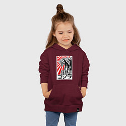 Толстовка детская хлопковая Godzilla Poster, цвет: меланж-бордовый — фото 2