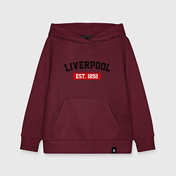 Толстовка детская хлопковая FC Liverpool Est. 1892, цвет: меланж-бордовый