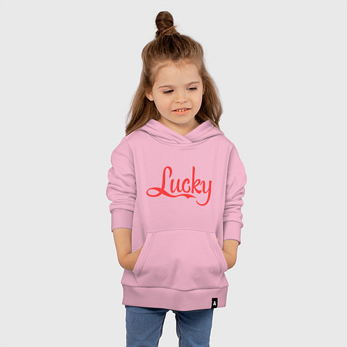 Детская толстовка-худи Lucky logo / Светло-розовый – фото 4