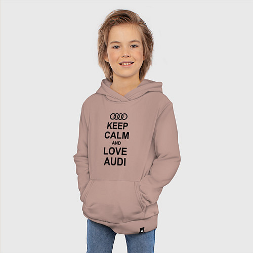 Детская толстовка-худи Keep Calm & Love Audi / Пыльно-розовый – фото 3