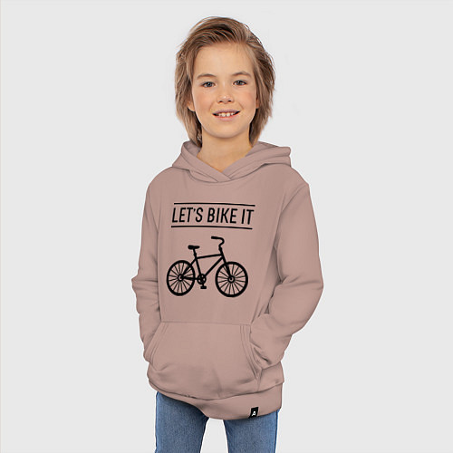 Детская толстовка-худи Lets bike it / Пыльно-розовый – фото 3