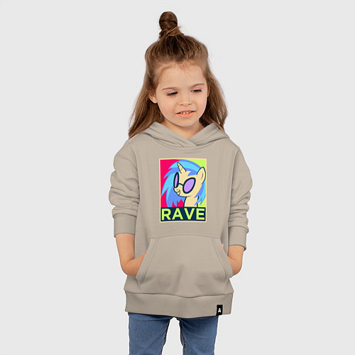 Детская толстовка-худи DJ Pon-3 RAVE / Миндальный – фото 4