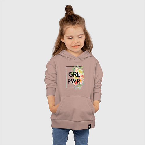 Детская толстовка-худи GRL PWR / Пыльно-розовый – фото 4