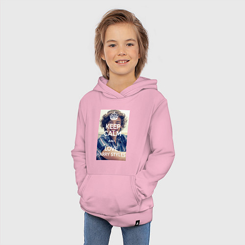 Детская толстовка-худи Keep Calm & Love Harry Styles / Светло-розовый – фото 3