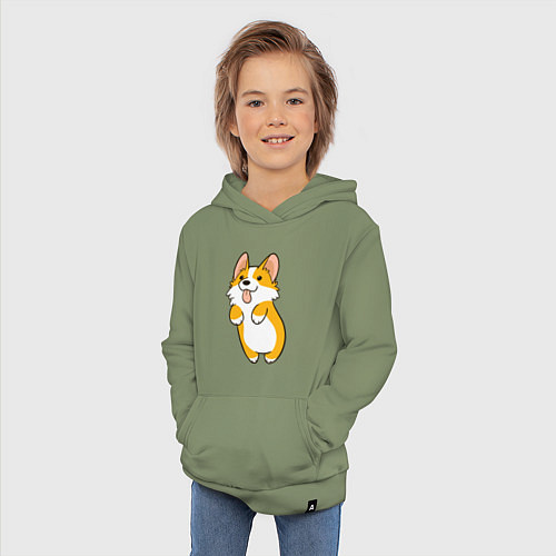Детская толстовка-худи Корги лапочка / Авокадо – фото 3