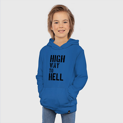 Детская толстовка-худи High way to hell / Синий – фото 3