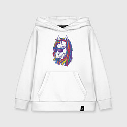 Толстовка детская хлопковая Rasta Unicorn, цвет: белый