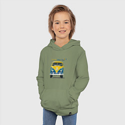 Толстовка детская хлопковая Я люблю вас Yellow-blue bus, цвет: авокадо — фото 2