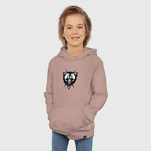 Детская толстовка-худи Медведь / Пыльно-розовый – фото 3