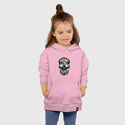 Толстовка детская хлопковая Flowers - Art skull, цвет: светло-розовый — фото 2