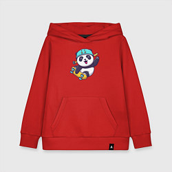 Толстовка детская хлопковая Панда скейтер, цвет: красный