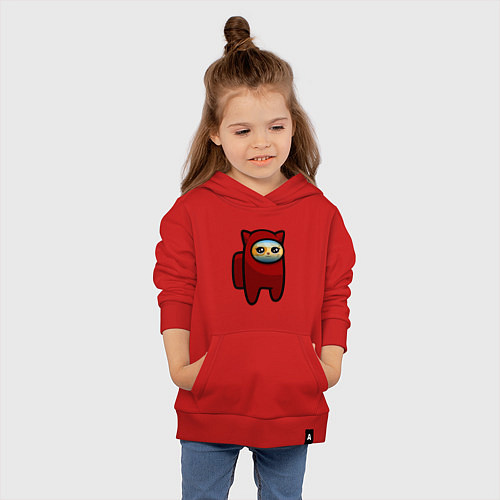 Детская толстовка-худи Among us Cat / Красный – фото 4