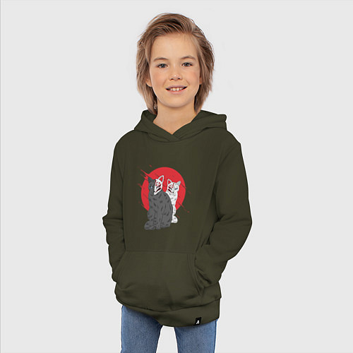 Детская толстовка-худи Japan Cats Z / Хаки – фото 3