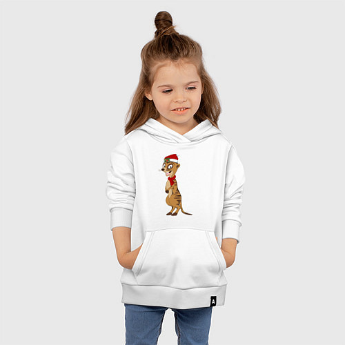 Детская толстовка-худи Новогодний сурикат / Белый – фото 4
