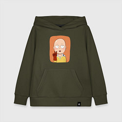 Толстовка детская хлопковая Сайтама One Punch Man, цвет: хаки